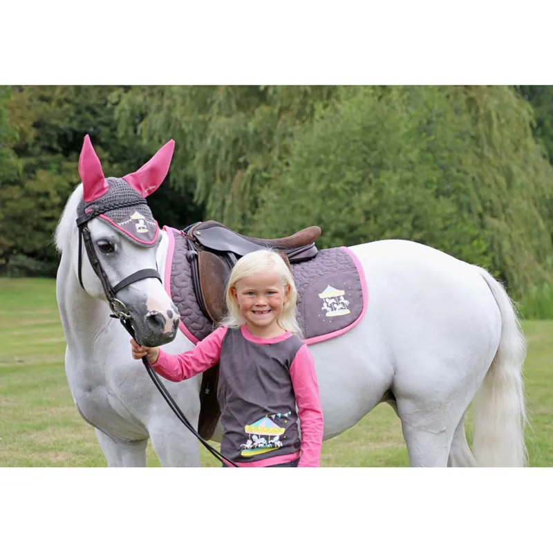  Little Rider Merry Go Round Saddle Pad - Grey/Pink-2