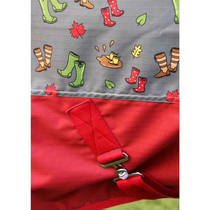 Hy StormX Original Country Walks 100g Turnout Rug - Burgundy/Grey-2