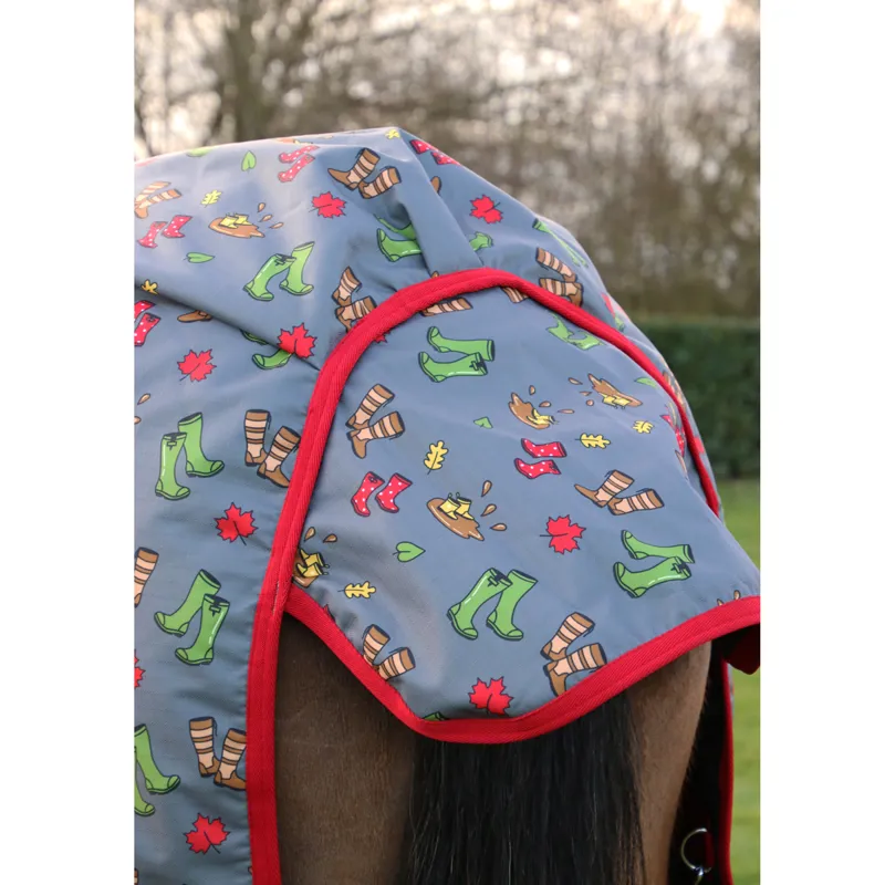 Hy StormX Original Country Walks 100g Turnout Rug - Burgundy/Grey-3