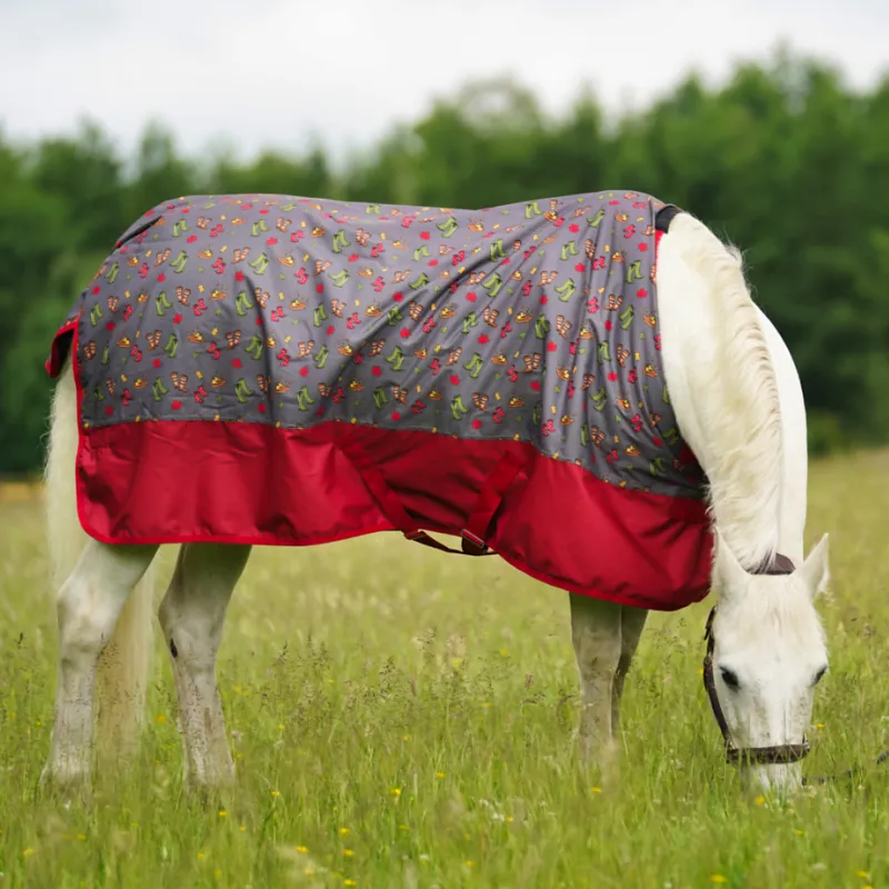 Hy StormX Original Country Walks 100g Turnout Rug Burgundy/Grey