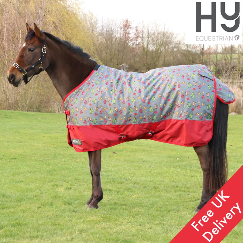 Hy StormX Original Country Walks 100g Turnout Rug - Burgundy/Grey