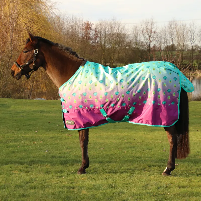 Hy StormX Original Perry The Peacock 0g Turnout Rug - Turquoise/Violet Ombre