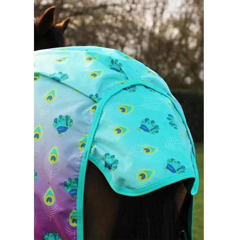 Hy StormX Original Perry The Peacock 0g Turnout Rug - Turquoise/Violet Ombre-3