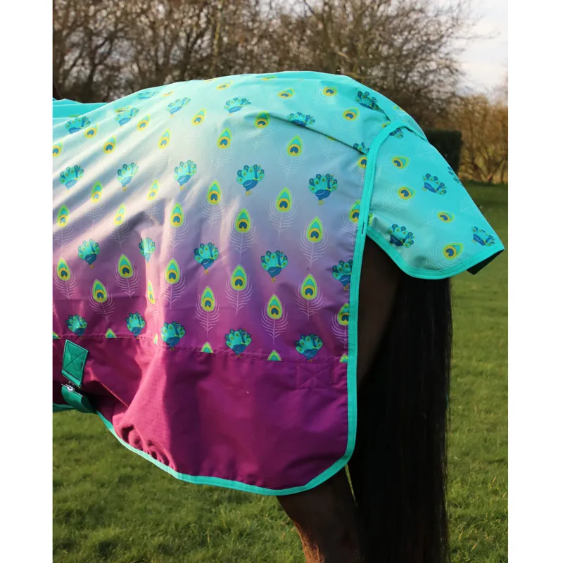 Hy StormX Original Perry The Peacock 0g Turnout Rug - Turquoise/Violet Ombre-2