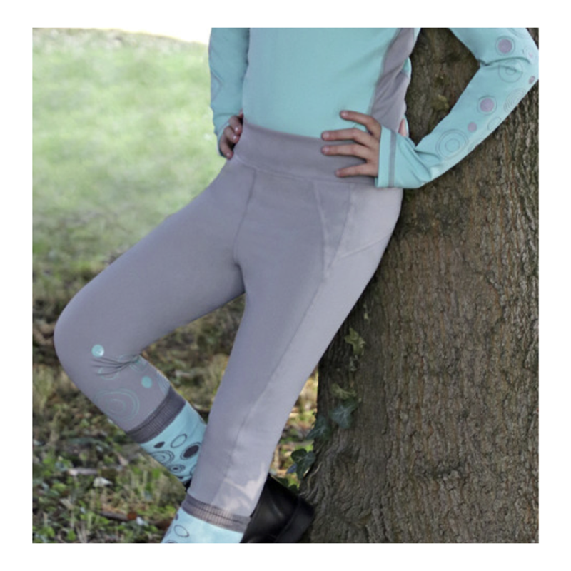 Hy Equestrian DynaMizs Ecliptic Riding Tights - Mint/Grey-1