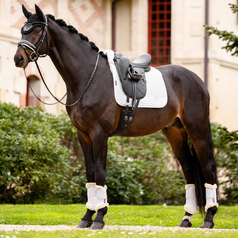 LeMieux Merino+ Half Lined Dressage Square - White/White-2