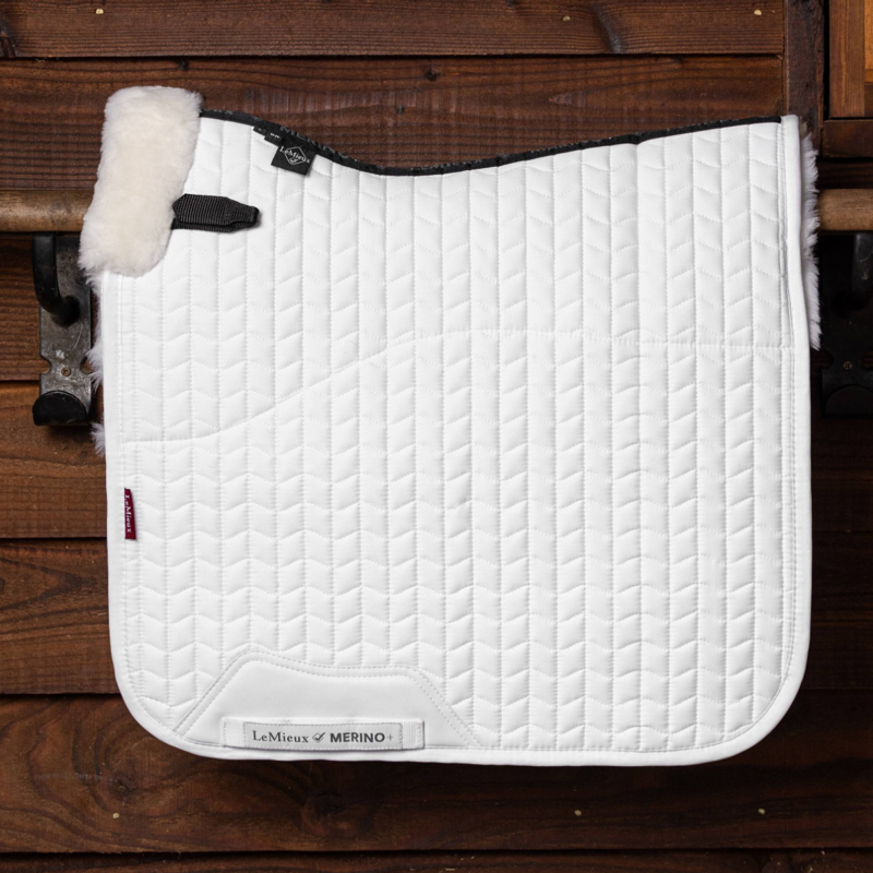 LeMieux Merino+ Half Lined Dressage Square - White/White-1