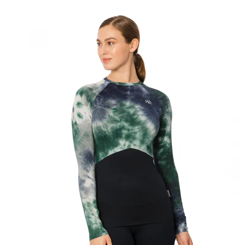 Horseware Jade Crewneck Technical Base Layer - Green/Navy Tie Dye