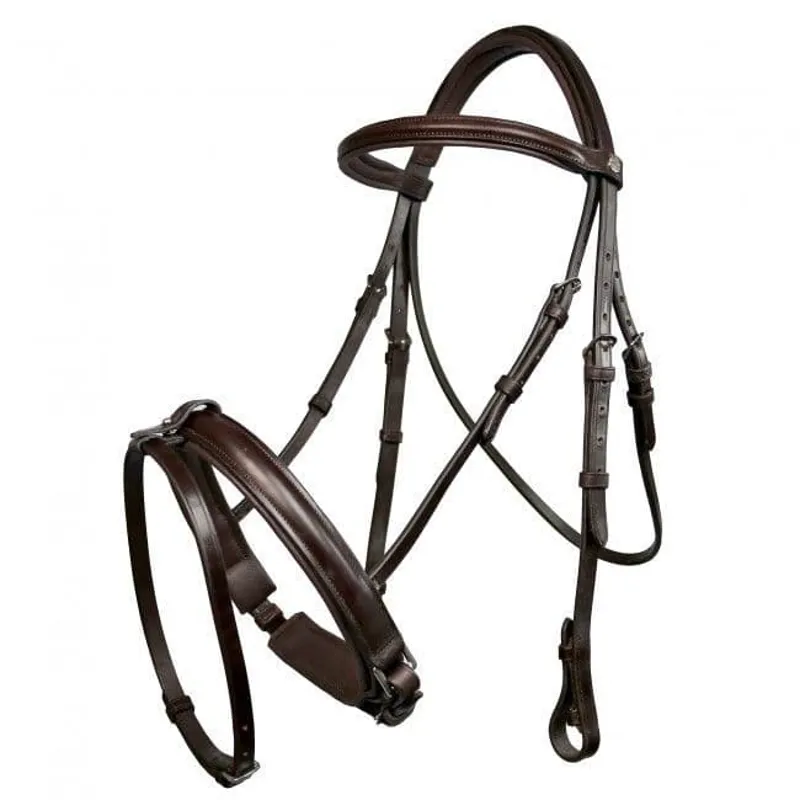 John Whitaker Wakefield Crank Bridle Inc Rubber Reins BR036 - Light Havana