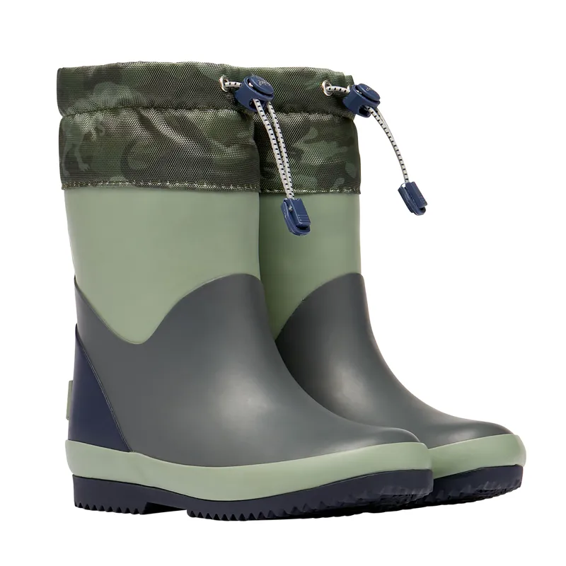 Joules Junior Warm Welly With Toggle Fastening - Khaki
