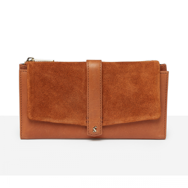 Joules Aycliffe Suede Large Foldover Purse - Tan-3