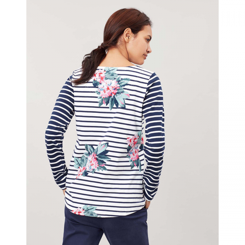 Joules Harbour Print Jersey Top - Floral Cream Stripe-1