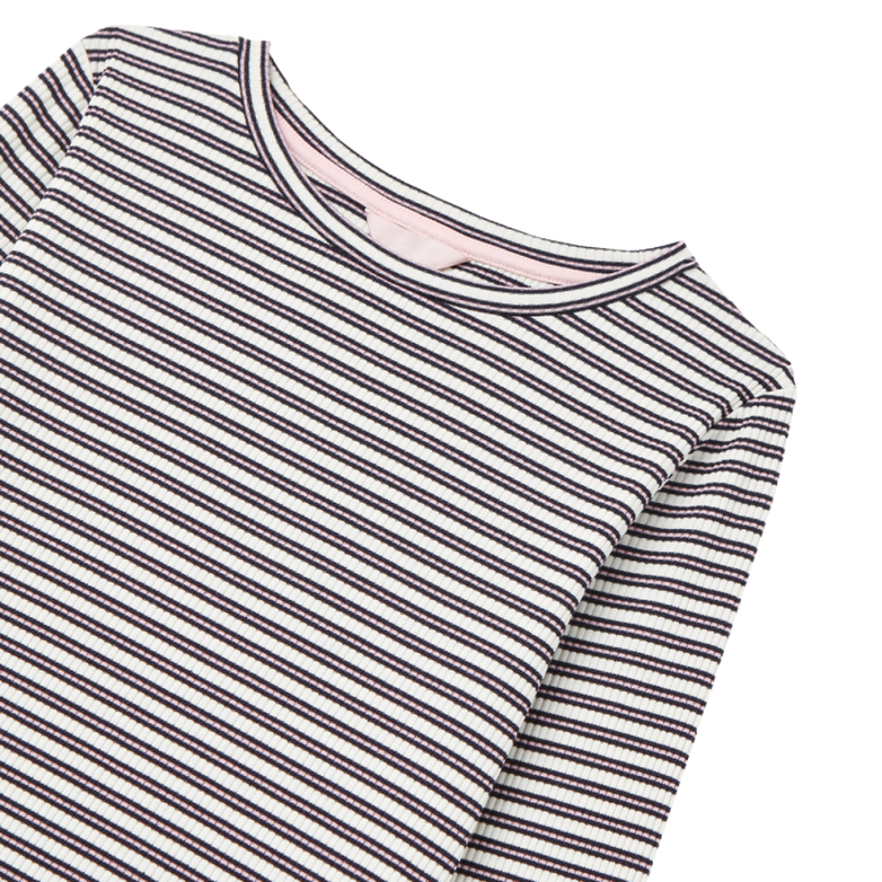 Joules Grace Ribbed Jersey Top - Navy Cream Stripe-1