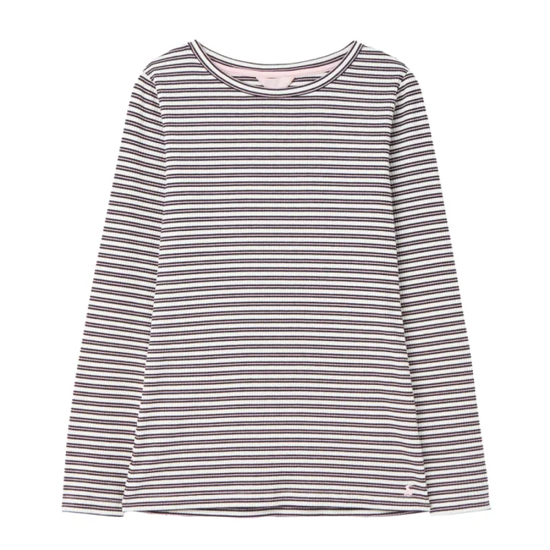 Joules Grace Ribbed Jersey Top - Navy Cream Stripe