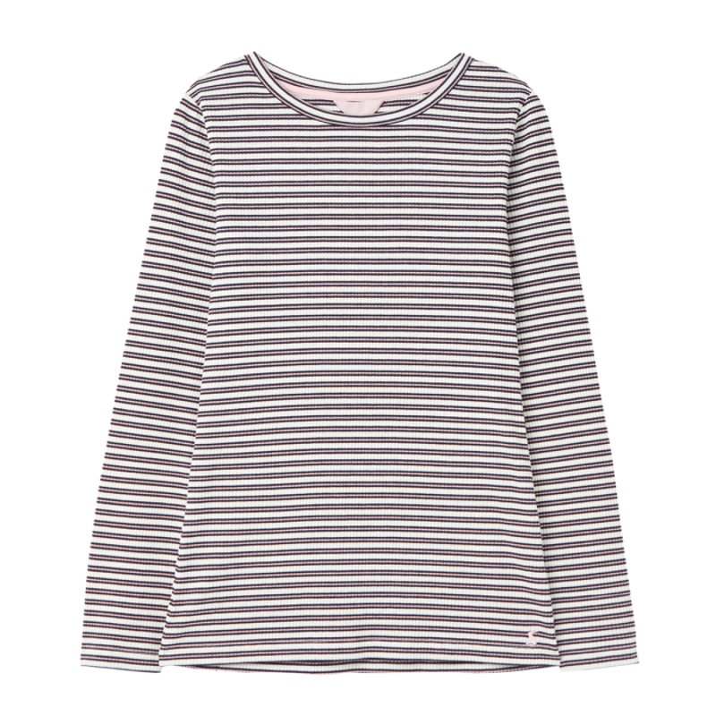 Joules Grace Ribbed Jersey Top - Navy Cream Stripe-2
