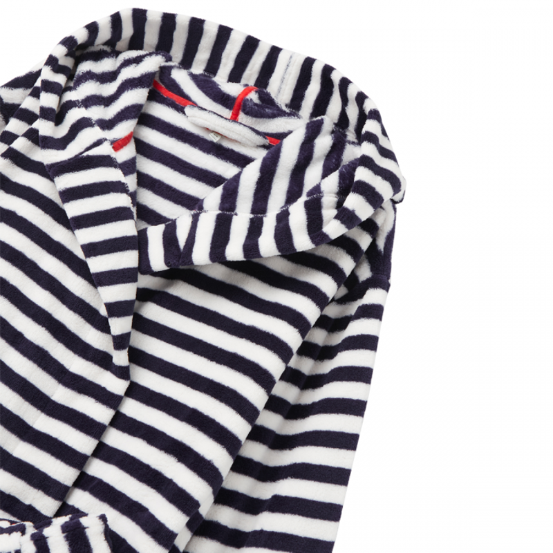 Joules Rita Fluffy Dressing Gown - Blue Cream Stripe-2