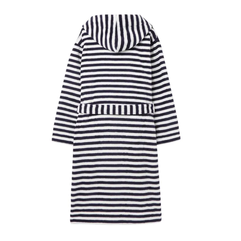 Joules Rita Fluffy Dressing Gown - Blue Cream Stripe-1