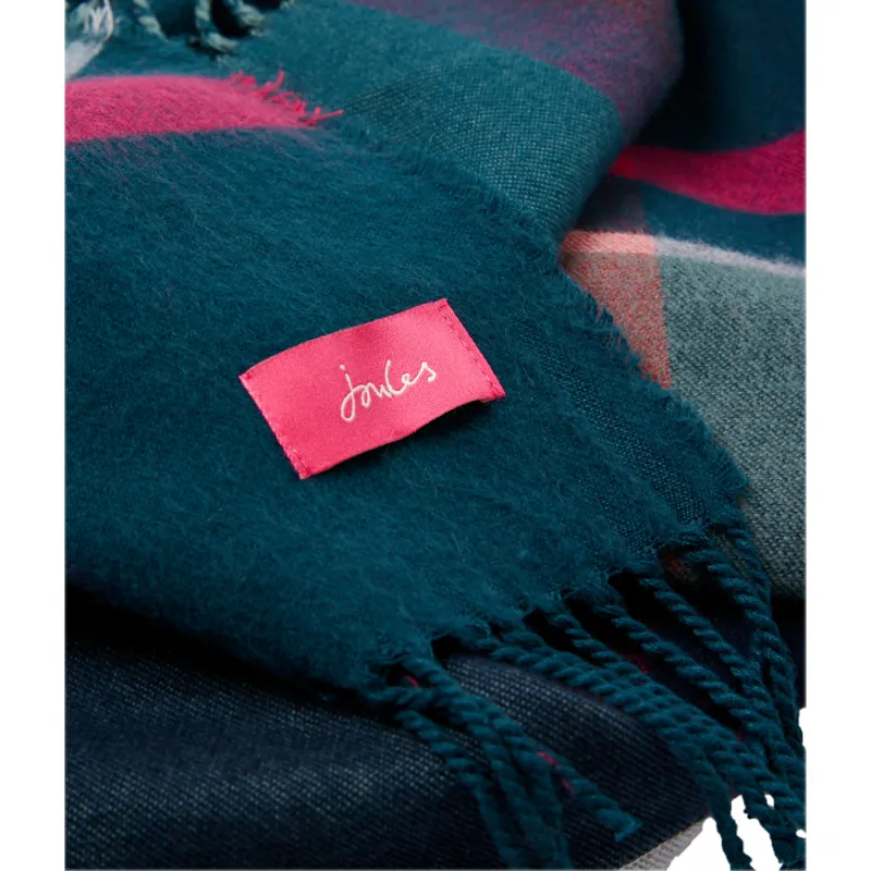 Joules Wilstow Triangle Checked Scarf - Navy Teal Pink Check-1