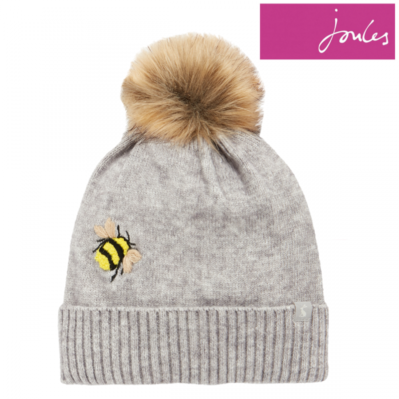 Joules Stafford Embroidered Hat - Grey Embroidered Bee-3