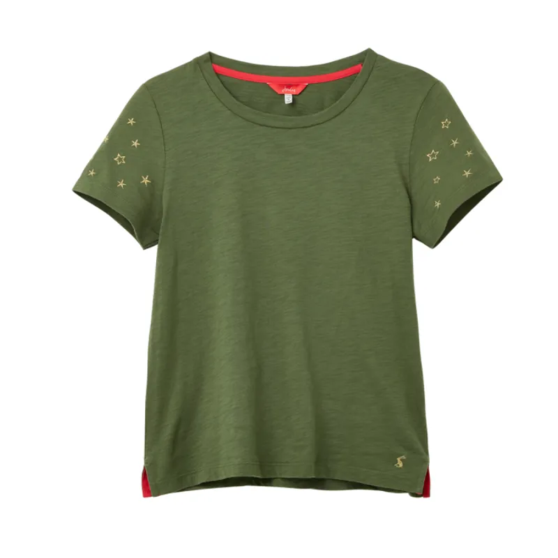 Joules Carley Embroidered T-Shirt - Khaki Stars-1
