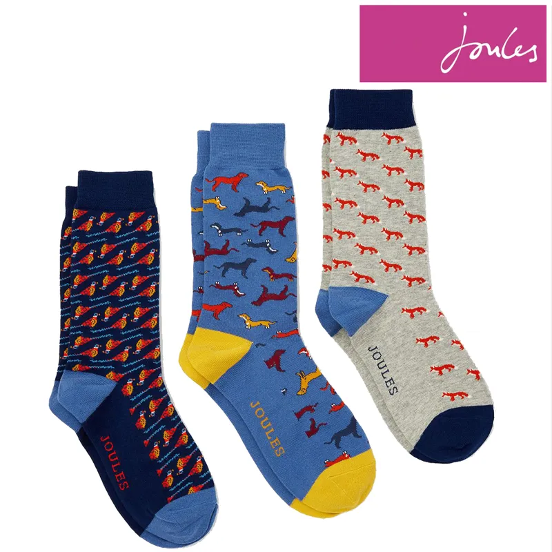 Joules Striking 3 Pk Cotton Socks - Multi Animal 
