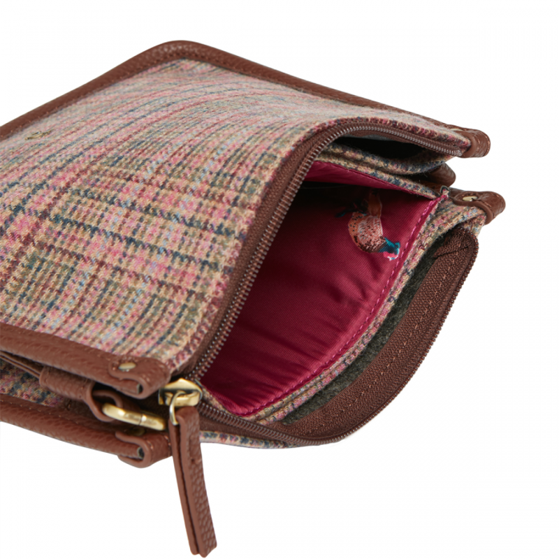 Joules Fulbrook Underarm Tweed Bag - Pink Tweed-3