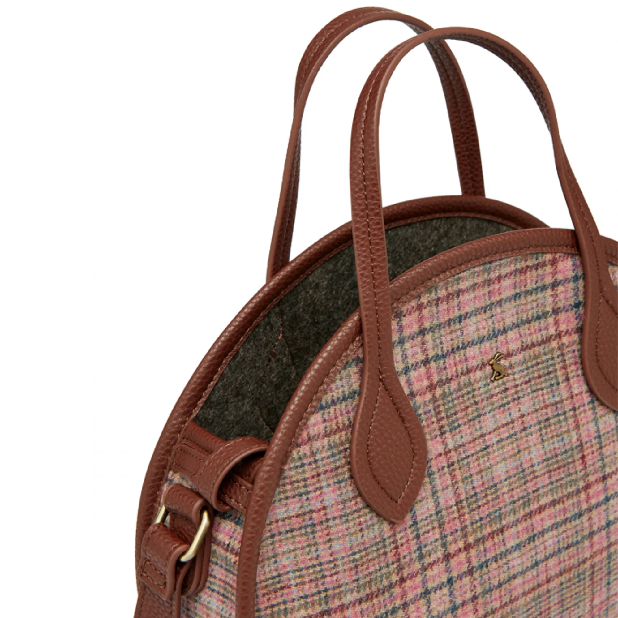 Joules Fulbrook Round Mini Tweed Bag Pink Tweed
