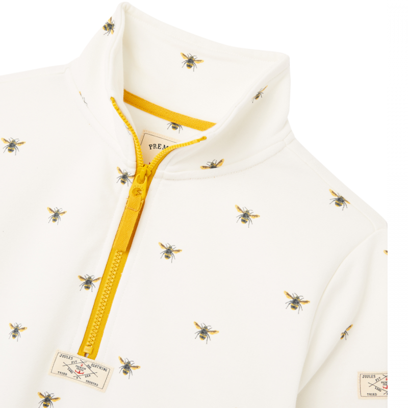 Joules Pip Print Casual Half Zip Sweatshirt - Cream Bees-2
