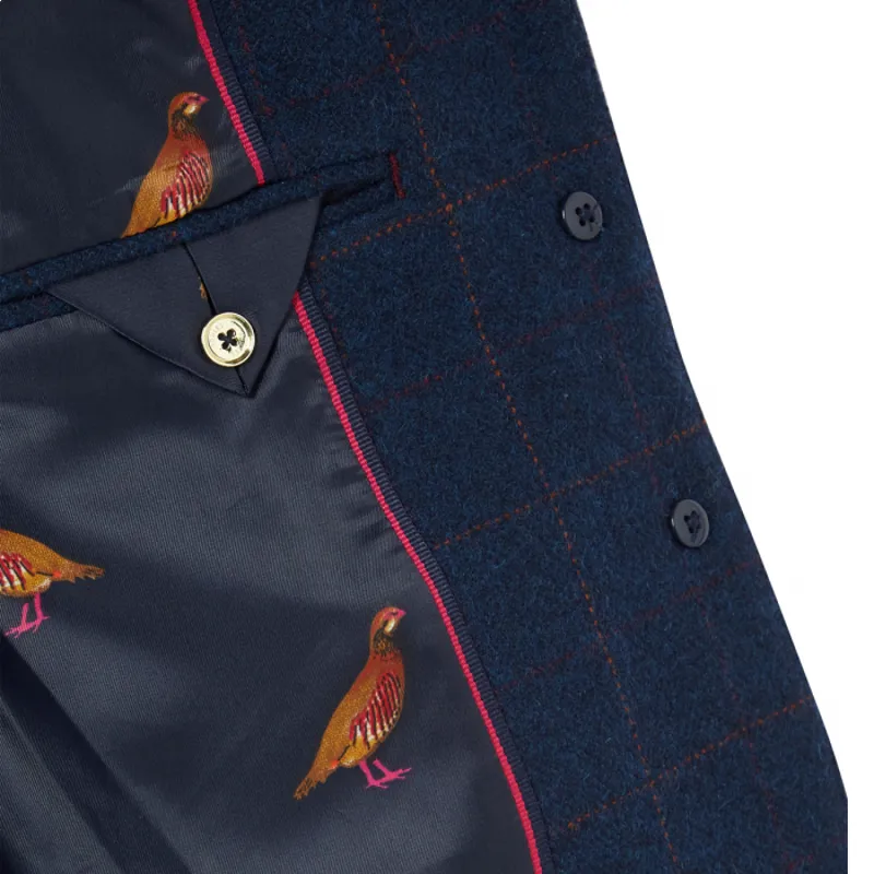 Joules Milford Single Breasted Shorter Tweed Jacket - Navy Tweed-1