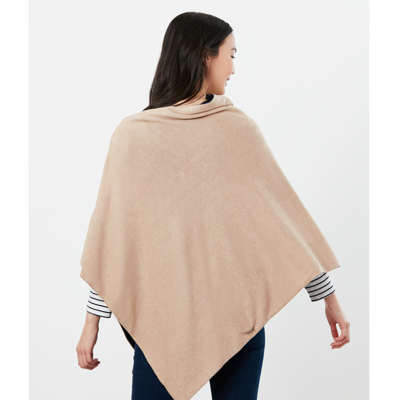 Joules Beatrice Knitted Cape - Camel Marl-1