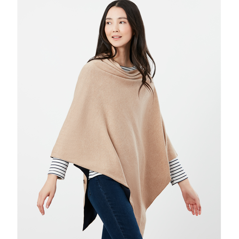Joules Beatrice Knitted Cape - Camel Marl-2