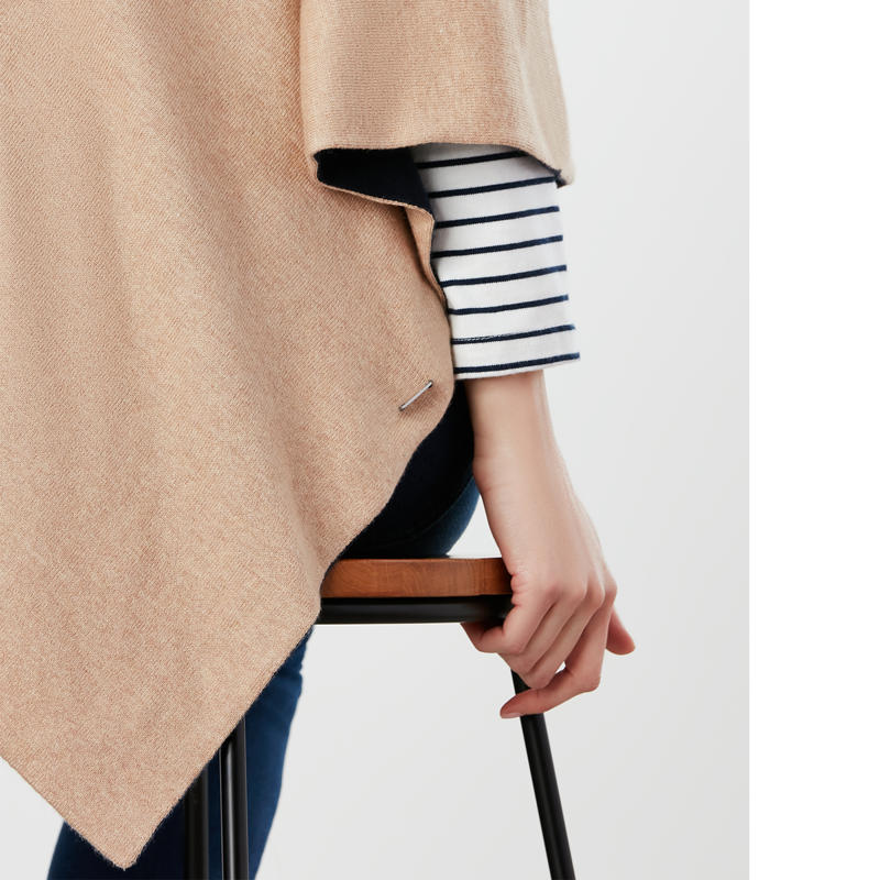 Joules Beatrice Knitted Cape - Camel Marl-3