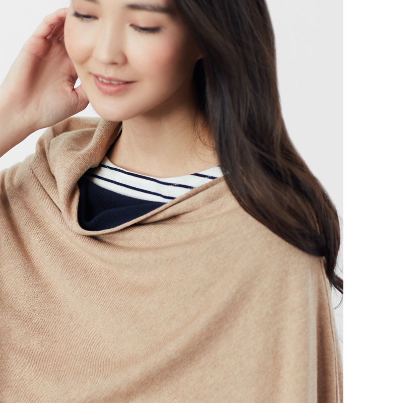 Joules Beatrice Knitted Cape - Camel Marl-4