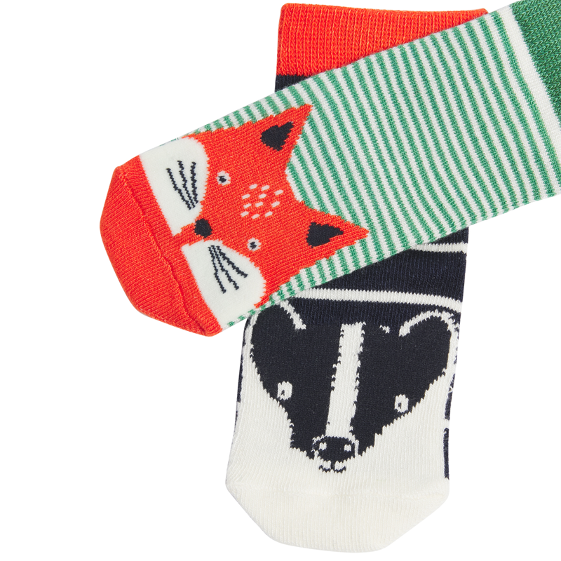 Joules Neat Feet 2 Pack Character Baby Socks - Badger-1