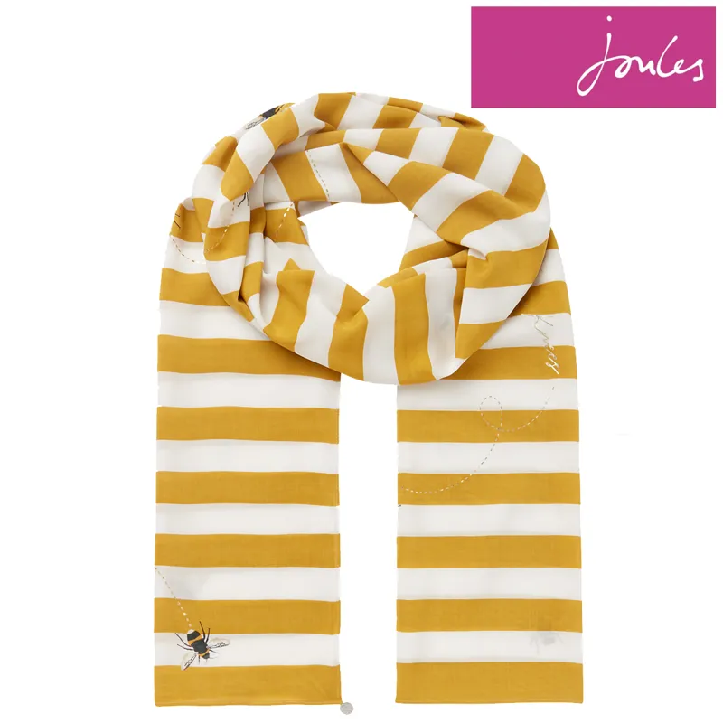 Joules Eco Conway Lightweight Printed Scarf - Antique Gold and Cream