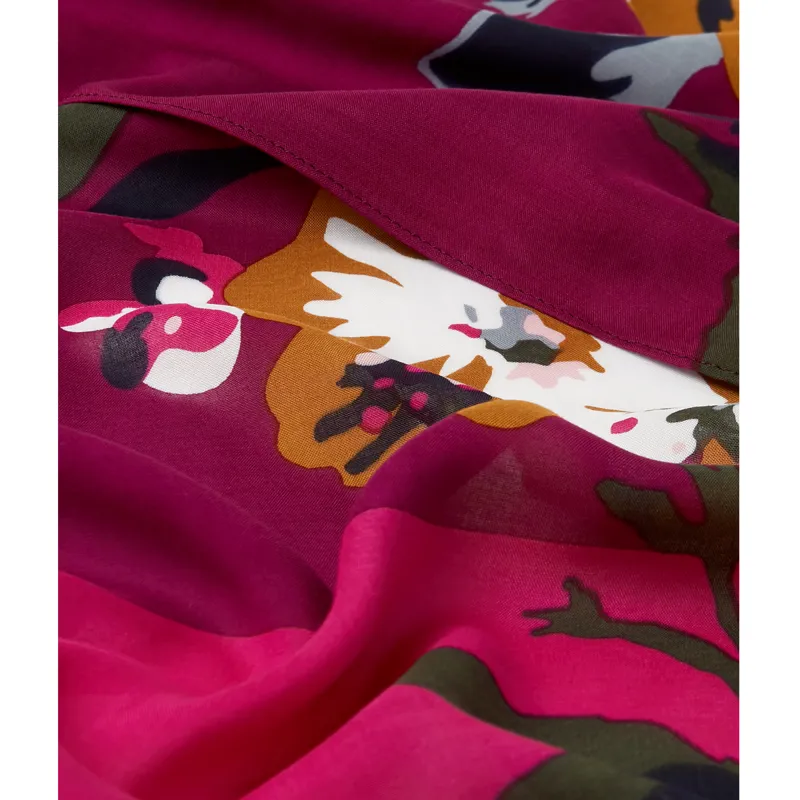 Joules Eco Conway Lightweight Printed Scarf - Berry Floral-1