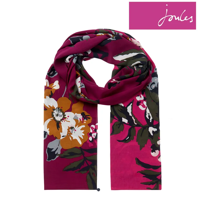 Joules Eco Conway Lightweight Printed Scarf - Berry Floral