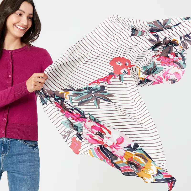 Joules Eco Conway Lightweight Printed Scarf - Cream Floral-2