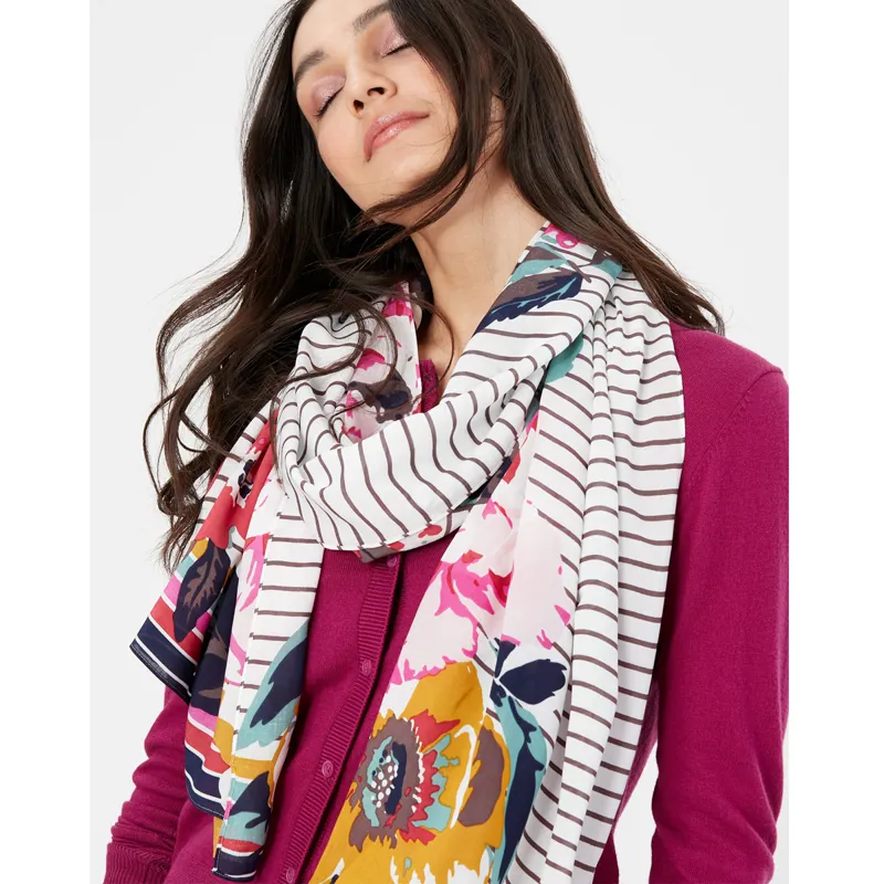 Joules Eco Conway Lightweight Printed Scarf - Cream Floral-1
