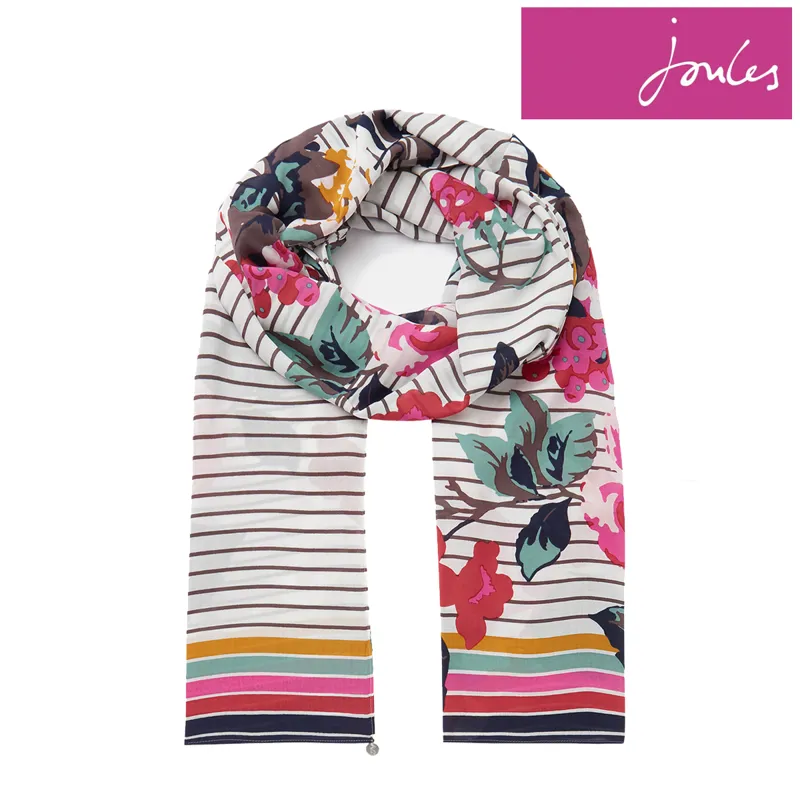 Joules Eco Conway Lightweight Printed Scarf - Cream Floral