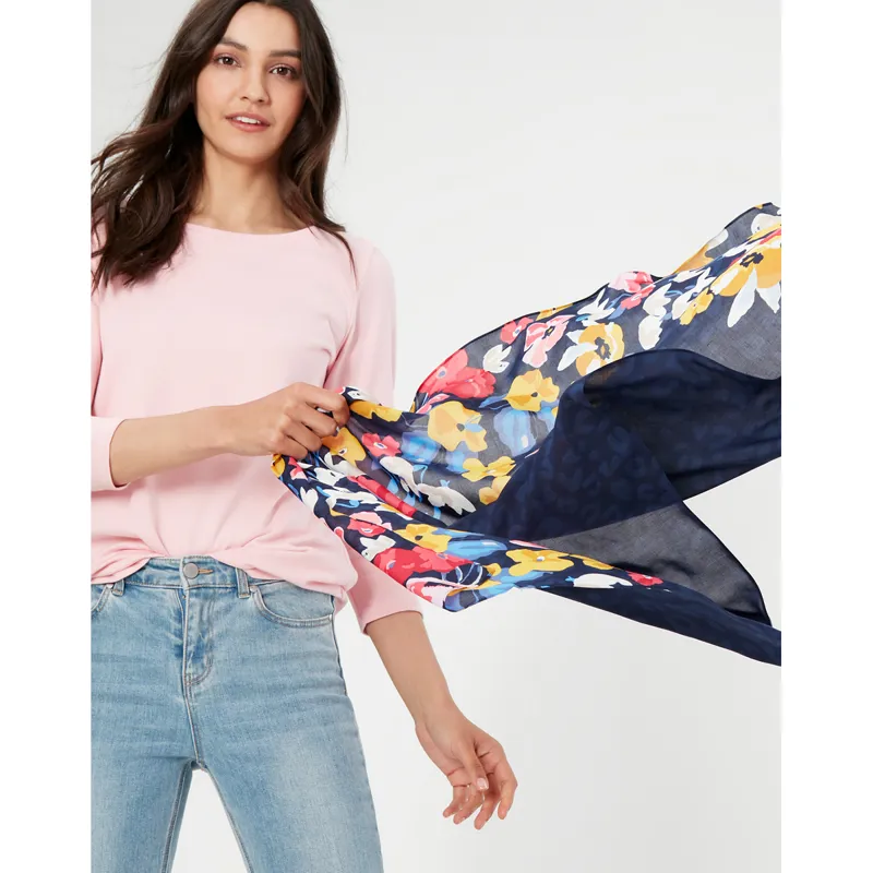 Joules Eco Conway Lightweight Printed Scarf - French Navy-1
