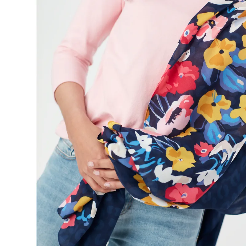 Joules Eco Conway Lightweight Printed Scarf - French Navy-2