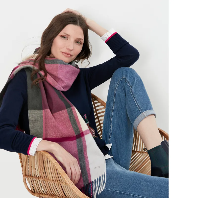 Joules Bracken Scarf - Black Check-4
