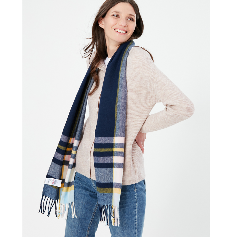 Joules Bracken Scarf - Pink Blue Check-2