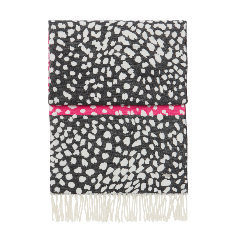Joules Elissa Jacquard Warm Handle Scarf - Black/Cream-2