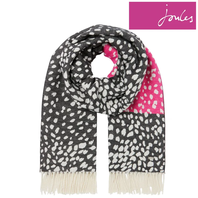 Joules Elissa Jacquard Warm Handle Scarf - Black/Cream