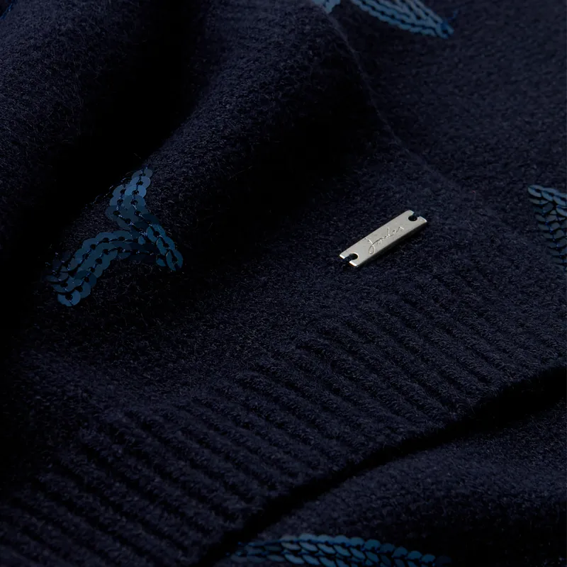 Joules Tilda Sequin Knitted  Scarf - Navy Star-3