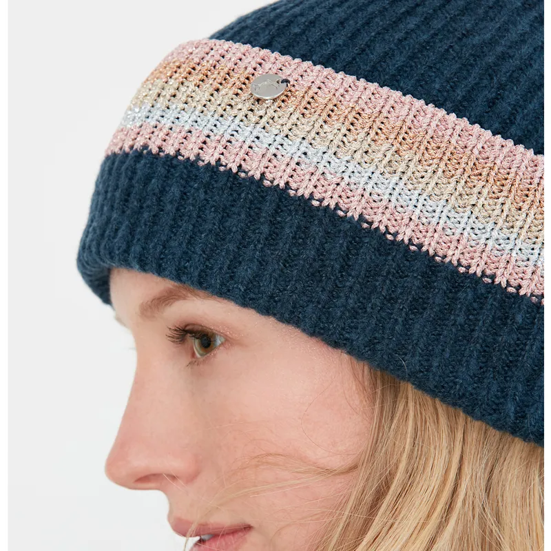 Joules Vinnie Knitted Beanie - French Navy-2
