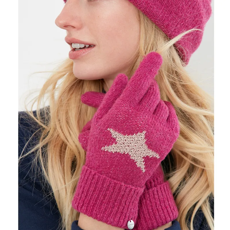 Joules Vinnie Knitted Gloves - Pink-2