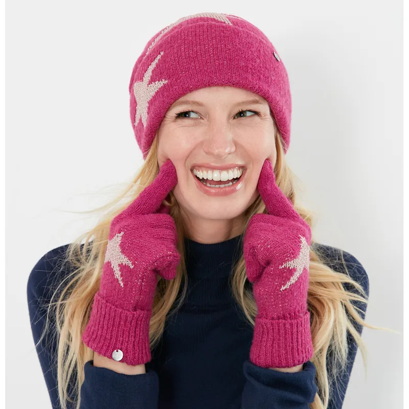 Joules Vinnie Knitted Gloves - Pink-3